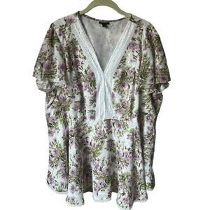 Torrid Size 1 Floral Boho Lightweight V Neck Blouse